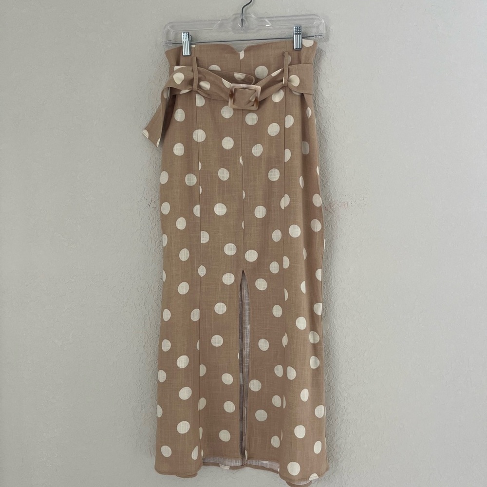 Zara Polka Dot Belted Linen Blend Zipper Size Small NEW